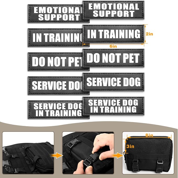 Tactical Dog Harness with Dog Leash, Service Working MOLLE Vest with 10 Pet Patches for Medium Dog, No Pull Military Harness and Backpack for Training Hunting Walking