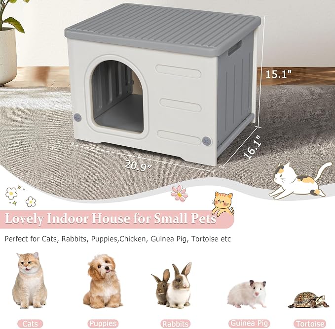 Plastic Cat House for Indoor Outdoor, Weatherproof Outside Cat Shelter | Durable Plastic, Weatherproof ,Easy to Assemble