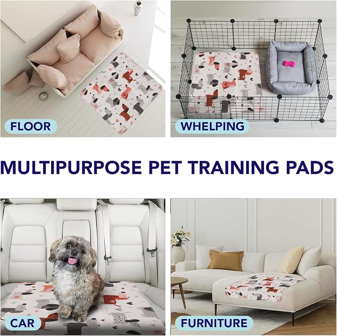 PUPIBOO Washable Pee Pads for Dogs and Cats - Super Absorbent Reusable Puppy Training Pads - 100% Waterproof, Leak-Proof & Non-Slip Whelping Pads for Pet Housebreaking