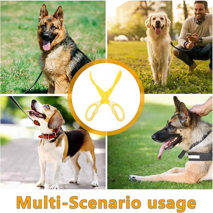 FRCOLOR Heavy Duty Pet Poop Scooper with Long Handle, Portable Dog Waste Picker Clamp for Outdoor Cleaning, Yellow Pet Pooper Scooping Tool for Dogs and Cats