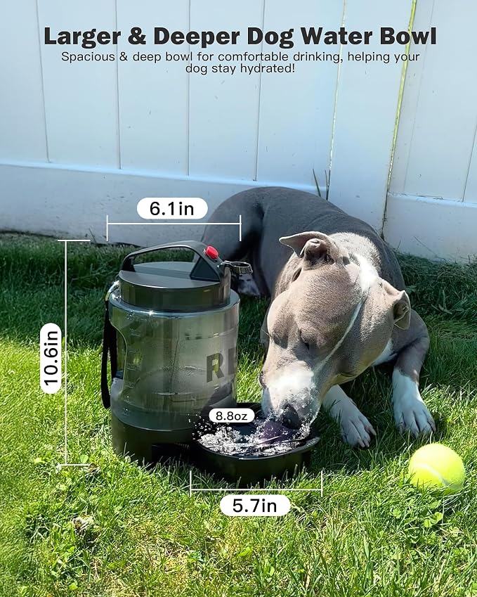 77oz Large Dog Water Bottle Portable - Dog Travel Water Dispenser with Large Bowl, Ideal for Hiking, Camping, Travelling, Outdoor Portable Pet Bottle, Purple