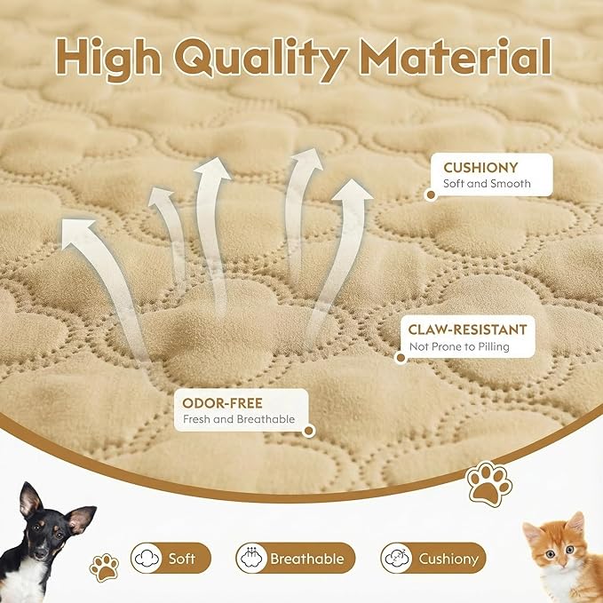 Waterproof Dog Blanket, Couch Cover for Dogs Washable, Reversible Dog Bed Cover, Couch Furniture Protector. (Dark＆Light Beige, 30 X 70 Inch - 1 Pack)
