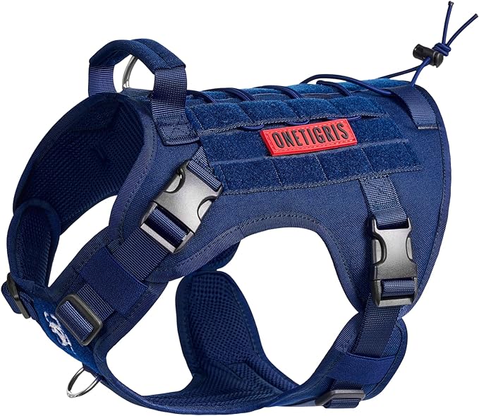 OneTigris Tactical Dog Harness No-Pull Service Vest for Medium Large Dogs | Military 1000D Pullable Nylon, Service Dog Vest with Hook & Loop Panels, Easy On & Off for Walking Hiking Training Brown M