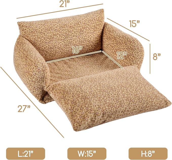 Hollypet Cat Bed Small Dog Orthopedic Couch Beds for Pets up to 13 lbs | Fluffy Multifunctional Double-Layer Warming Kitten Pet Couch Orthopedic Beds with Machine Washable Cover and Non-Slip Bottom