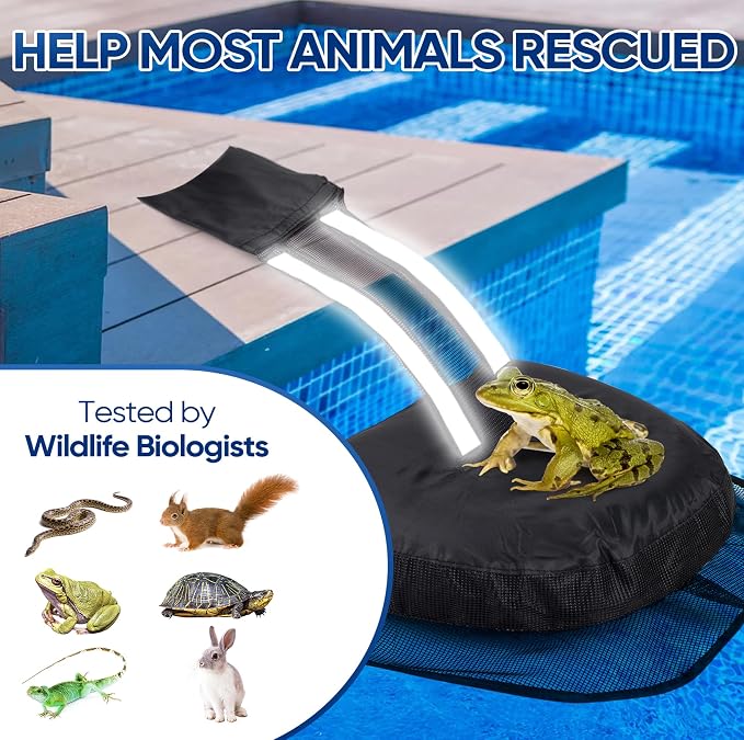 Pool Animal Escape Ramp Frog-Saver-Log - for Swimming Pools Wildlife Rescue Device,Durable Above Ground Pool Critter Ramp, Prevent Drowning with Easy Install, Pool Safety,Reusable (Black-2Pack)