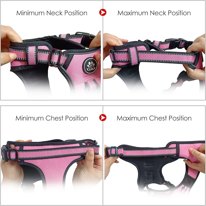 NESTROAD Dog Harness for Large Dogs,No Pull Dog Vest Harness with Leash,Reflective Adjustable Pet Harness with Easy Control Soft Handle (Large,Pink)
