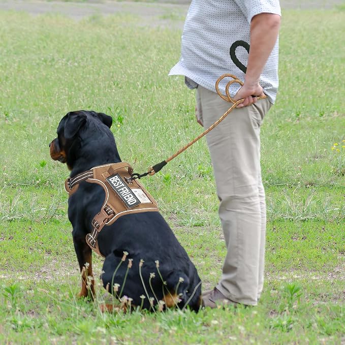 Beebiepet Heavy Duty Tactical Dog Harness for Small Dogs, No Pull Adjustable Pet Harness Reflective Service Training Easy Control Pet Vest Military K9 Working Dog Harnesses- Large, Brown