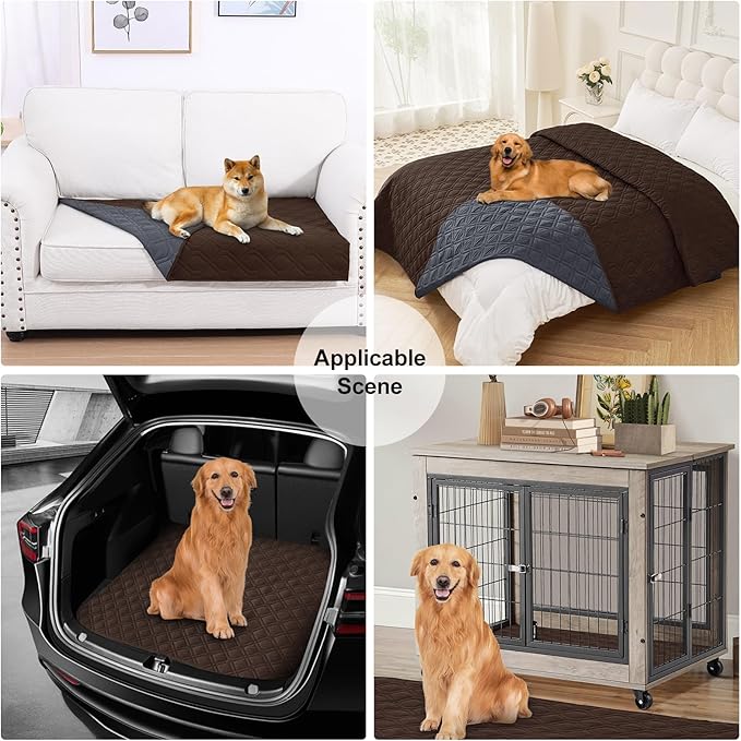 Smiry Reversible Waterproof Couch Covers for Sofa, Washable Dogs Couch Covers for 3 Cushion Sofa Pet Friendly, Water Resistant Furniture Protector Slipcover, Geometric (52"x82", Chocolate/Dark Grey)