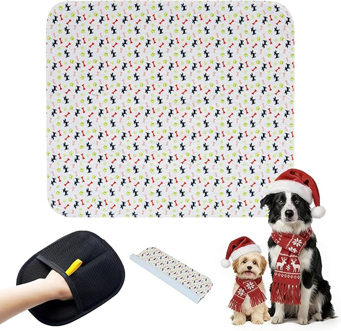 Washable Puppy Pee Pads for Dogs,Puppy Pads with Pheromones, Reusable Puppy Pads for Dogs and Cats - Leak & Odor Proof, Non-Slip Base Training Pads for Home & Travel(with Pet Hair Removal Gloves)