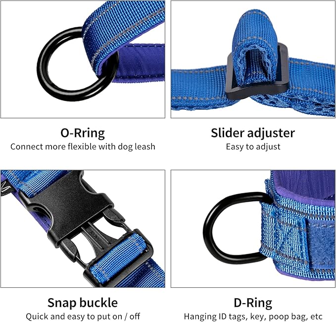 Annchwool No Pull Dog Harness with Soft Padded Handle,Reflective Strip Escape Proof and Quick Fit to Adjust Dog Harness,Easy for Training Walking for Small & Medium and Large Dogs(Blue,S)