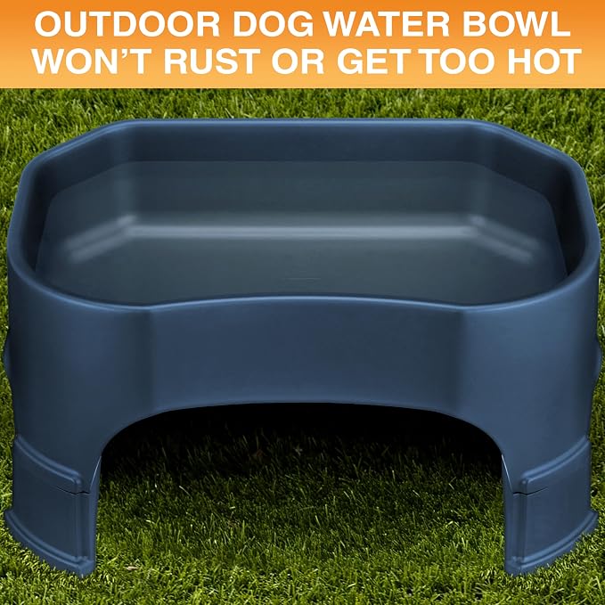Neater Pet Brands Extra Large Water Bowl for Dogs, Elevated Outdoor Dog Water Bowl (2.25 Gallon XL Capacity), Big Trough Style Food Dish for Indoors or Outside, No Spill Large Dog Bowls, Dark Blue