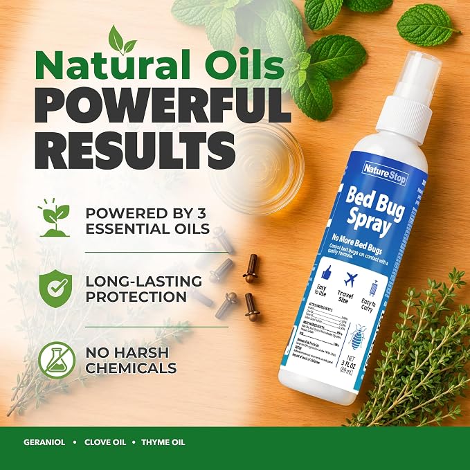 Bed Bug Spray Travel Size (3 oz) | Targets Bed Bugs & Eggs, Pet & Family Friendly, Plant-Based Active Ingredients, Travel Friendly Size, Stain-Free Formula