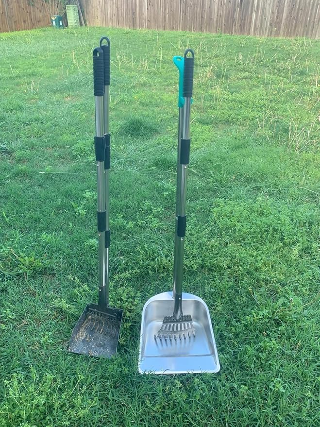 Dog Pooper Scooper for Large Dogs with Large Capacity Tray | 36" Long Handle Stainless Steel Dog Poop Scooper for Dogs,Lightweight Dog Poop Scooper for Yard