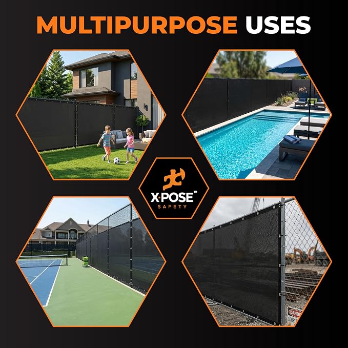 Xpose Safety Privacy Fence Screen 6’ x 50’ (2 Pack) – Heavy Duty Black Mesh with 90% Visibility Block, UV Protection – Includes Cable Ties – for Garden, Yard, Nursery, Kennel, Dog Run, Greenhouse