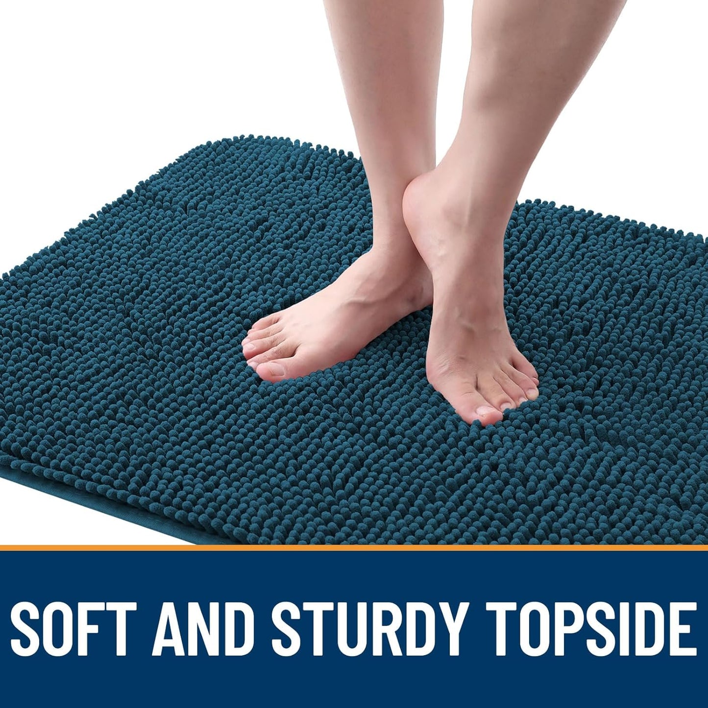 OLANLY Dog Door Mat for Muddy Paws 24x16, Absorbs Moisture and Dirt, Absorbent Non-Slip Washable Doormat, Quick Dry Chenille Mud Mat, Entry Indoor Entryway Carpet for Inside Floor, Atlantic Blue