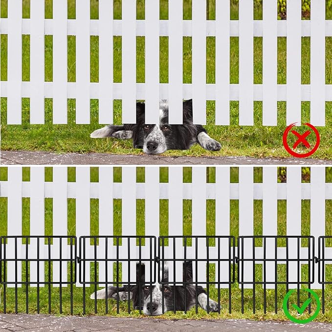 10 Pack Animal Barrier Fences, 1.5" Gap No Digging Garden Fence Panels, Metals Black Deterrent Fence for Dogs Rabbits, Decorative Fence for Outdoor Landscape Patio Total 10 ft(L)×13 in(H)