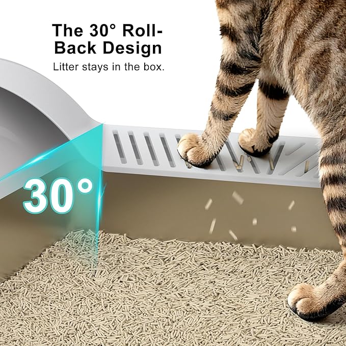 AIPERRO Stainless Steel Litter Box Extra Large for Big Cats and Multi-Cats | Jumbo Extra Large Metal Cat Box with High Sided Lid, Anti-Urine Leakage, Non-Stick,Include Litter Scoop