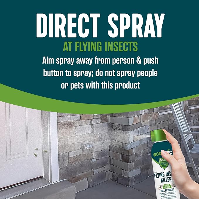 Ecologic Flying Insect Killer, 14 Ounces, Aerosol Formula Made With Cornmint Cinnamon And Clove Oil Kills Houseflies, Mosquitoes, Moths, Fruit Flies, Gnats And Wasps By Contact