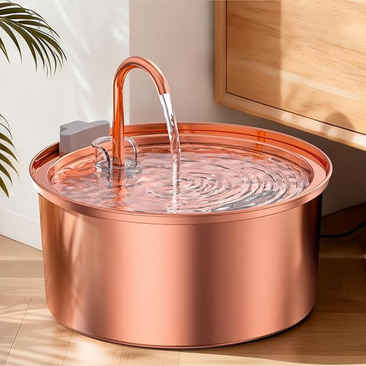 Tomxcute Copper Cat Water Fountain, 108oz/3.2L Large Capacity, Ultra-Quiet Pump (≤25dB), Multi-Layer Filtration, Easy Hand-Wash Design for Cats & Small Dogs