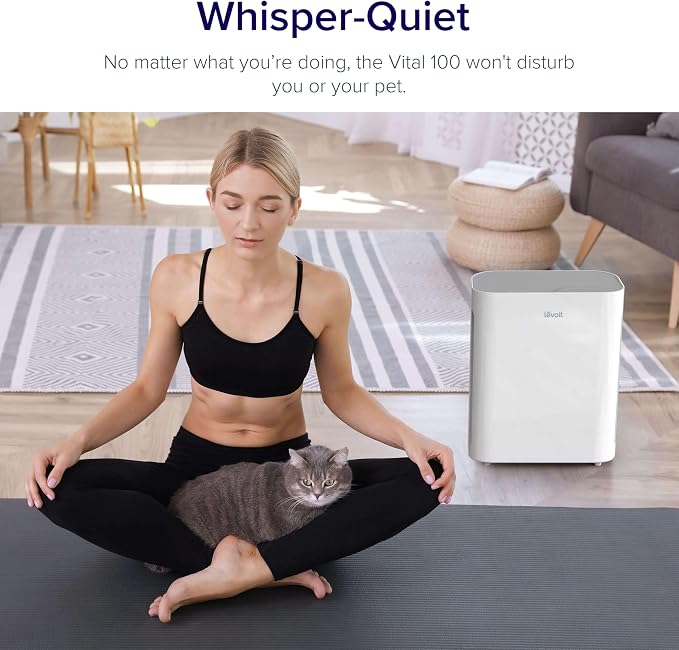 LEVOIT Air Purifier for Home Bedroom, Quiet Clean with Washable Pre-Filter for Dander, Smoke, Dust, Pollen, AHAM VERIFIDE, Odor Eliminators for Medium Sized Rooms, Pet Hair Remover, Vital 100, White