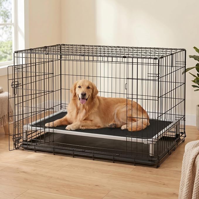 Veehoo Chew Proof Elevated Dog Bed, Silver Aluminum Dog Cot, Pre-Assembled | Cooling Raised Dog Bed for Large Dogs, Indestructible Dog Bed for Crate, Breathbale, Non-Slip Feet, Indoor Outdoor