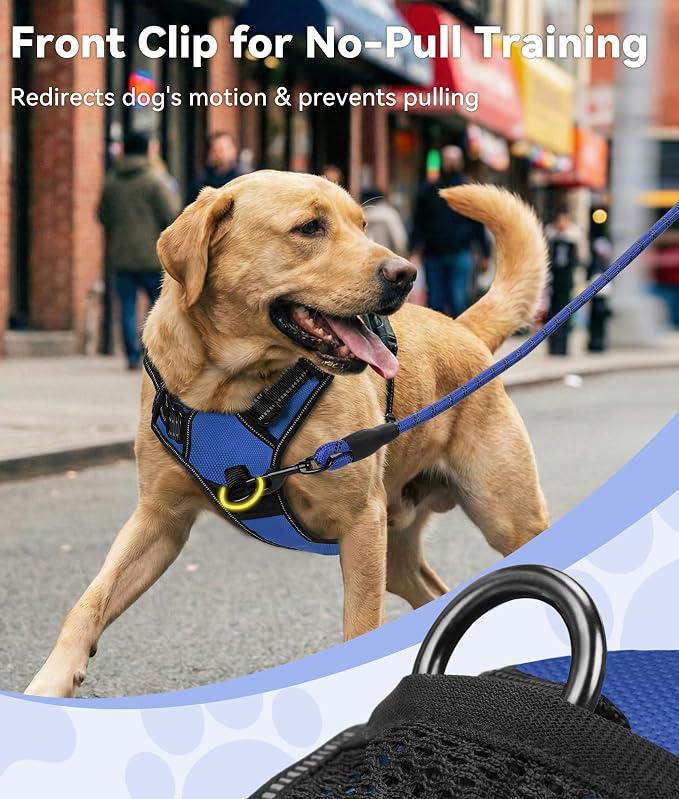Joytale No Pull Dog Harness for Large Dogs, Front Clip, Navy Blue | Grab Handle for Instant Control, Padded & Adjustable Vest, Sturdy Metal D-Rings, for Safe Training & Daily Walking