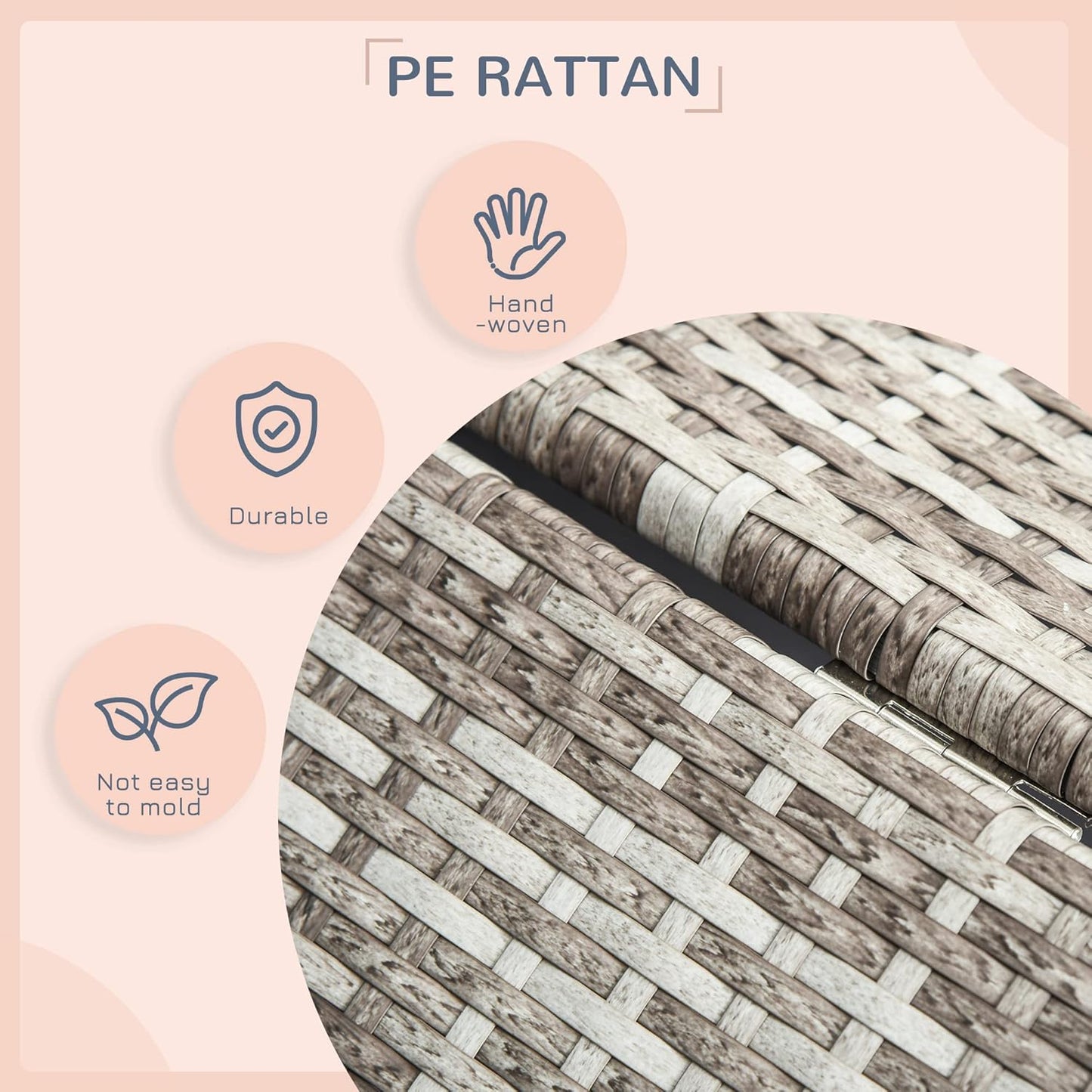 PawHut Wicker Dog House Outdoor with Canopy, Rattan Dog Bed with Water-Resistant Cushion, Raised Dog Bed for Small, Medium Dogs up to 66 lbs, 19.75" in Length, Gradient Gray Wicker & Cushion