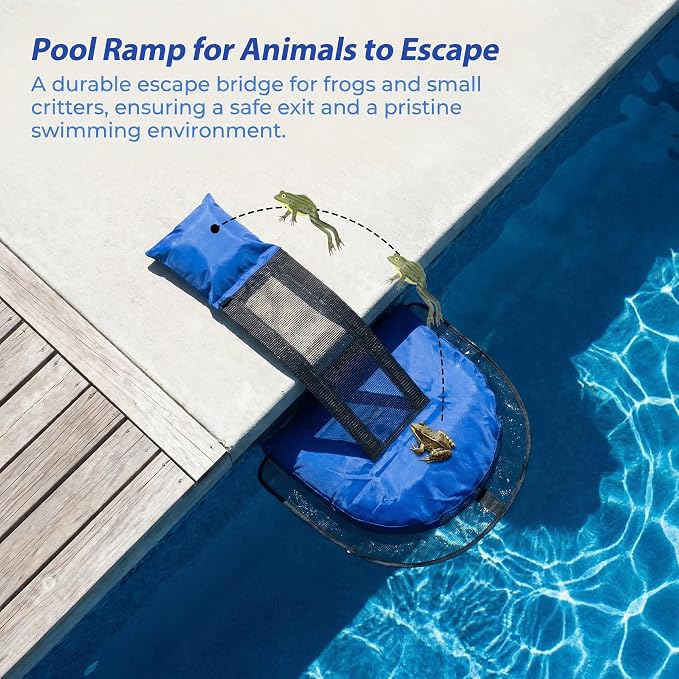 2 Pcs Pool Animal Escape Ramp, Floating Frog Log for Pool & Spa – Small Animal Rescue Platform, Prevents Drowning, Easy Install Floating Ramp Rescues (Blue)