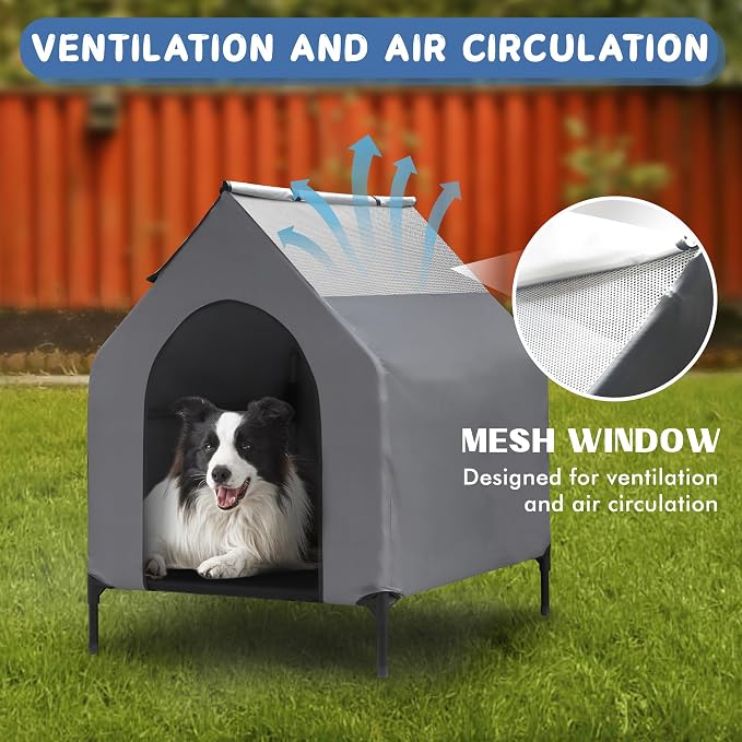 36" Dog House Outdoor for Medium Large Dogs Elevated Dog Shelter