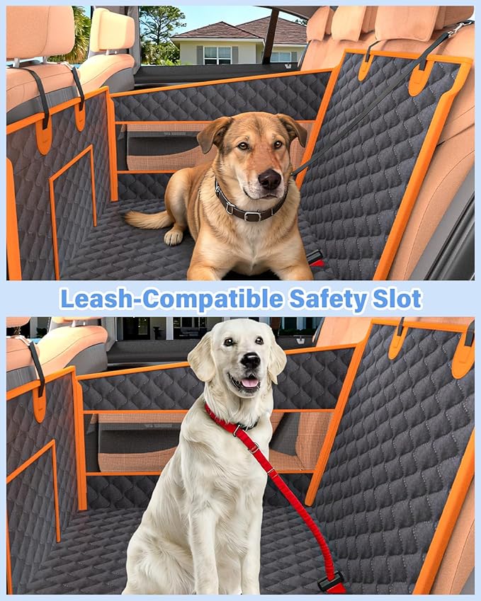 Instraella Dog Car Seat for Large Dogs, Hard Bottom Half Back Seat Extender | For Medium & Large Dogs, Fits Cars, SUVs & Trucks, Waterproof & Non-Slip with Mesh Windows, Leash Slot & Room for a Passenger