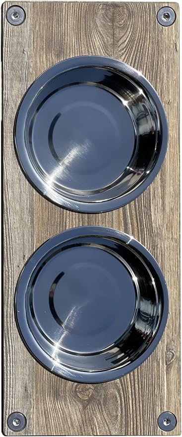 Raised Pet Bowls for Cats and Dogs, Outdoor Elevated Dog Cat Food and Water Bowls Stand Feeder on Aluminum Legs with 2 Stainless Steel Bowls Sizes for Small Medium and Large Dogs. - Small (Amaretto)