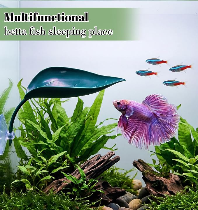 3 Pcs African Dwarf Frog Tank Accessories, Multifunctional Crested Gecko Tank Accessories, PVC Leaf Basking Platform with Suction Cups for African Dwarf Frog & Crested Gecko Tanks (4.8 x 2.8 Inches)