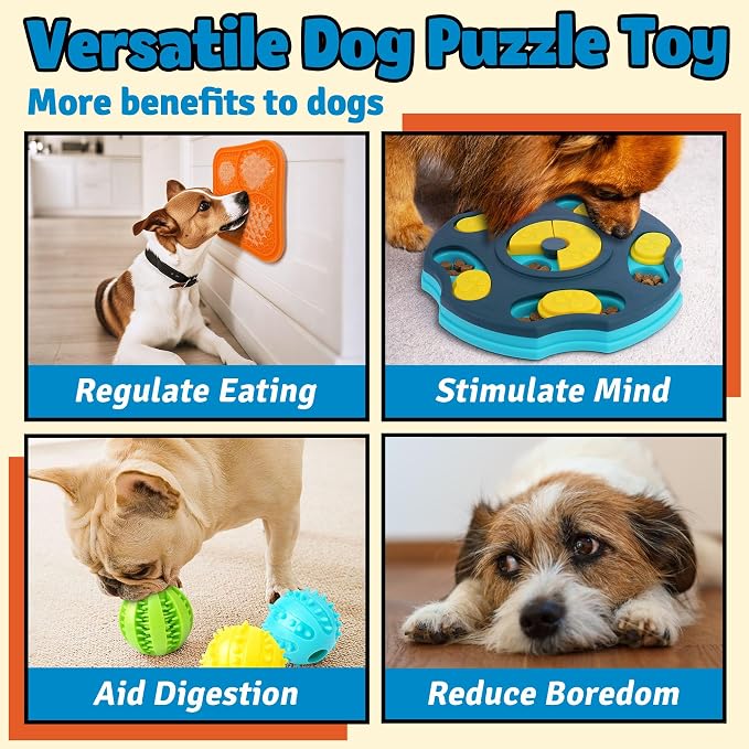 Forfon 9 Pack All-Around Dog Puzzle Toy Set -Mentally Stimulating Dog Enrichment Toys for Small to Medium Smart Dogs, Includes Dog Lick Mat with Suction Cups