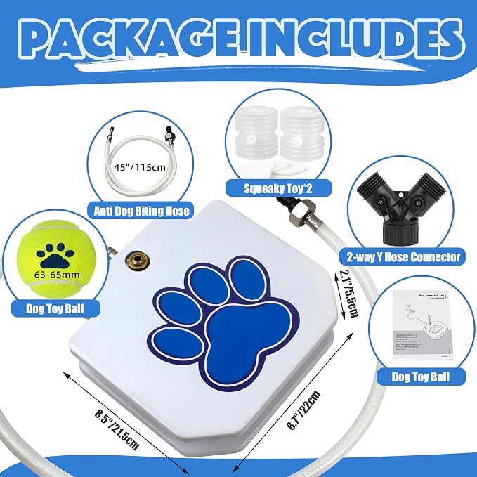 BACOENG Dog Water Fountain Step On, Dog Sprinkler Paw Activated, Outdoor Water Fountain for Dogs, Drinking Water Toy, Upgrade Copper Valve Set, Blue