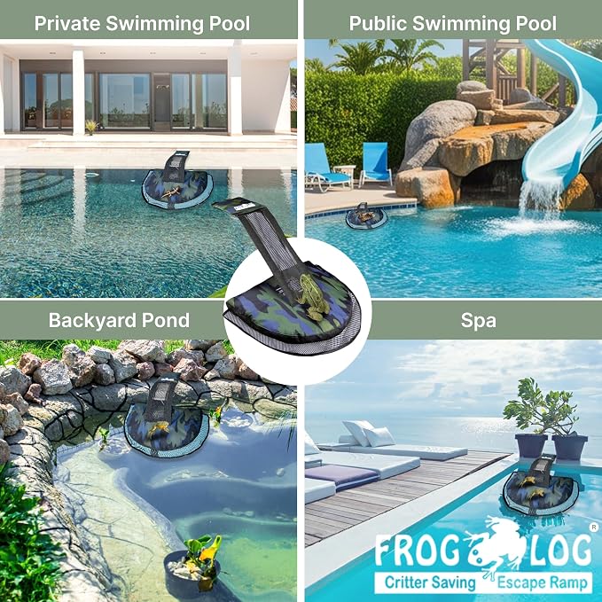 SWIMLINE HYDROTOOLS Frog Log - Small Animal Saving Escape Ramp for Pools & Spas - Heavy Duty Material Pool Critter Escape Ramp - Reduces Maintenance - Camo