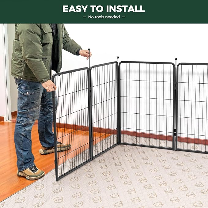 FXW Rollick Unleashed Dog Playpen for Indoor, Yard, RV Camping, 40 inch 24 Panels for Medium and Large Dogs, Black│Patented