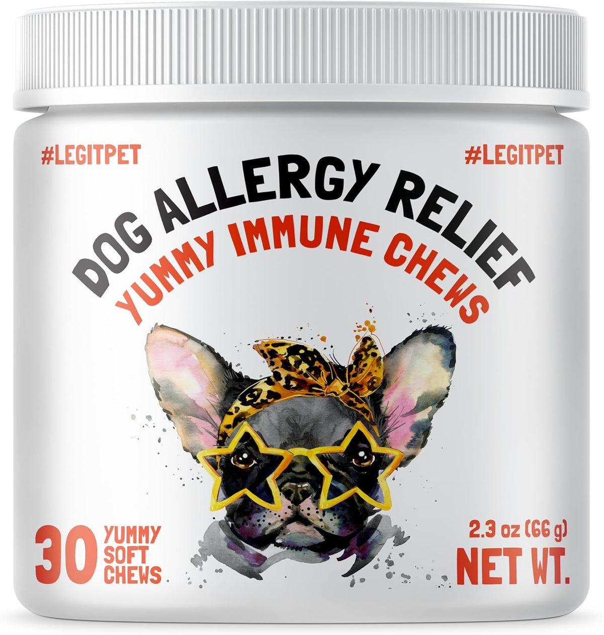 Allergy Relief Chews for Dogs & Immune & Digestive Supplement with Wild Salmon Oil Kelp Colostrum Turmeric Probiotics & Bee Pollen for Seasonal Allergies Anti Itch, Skin Hot Spots 30 Soft Treats