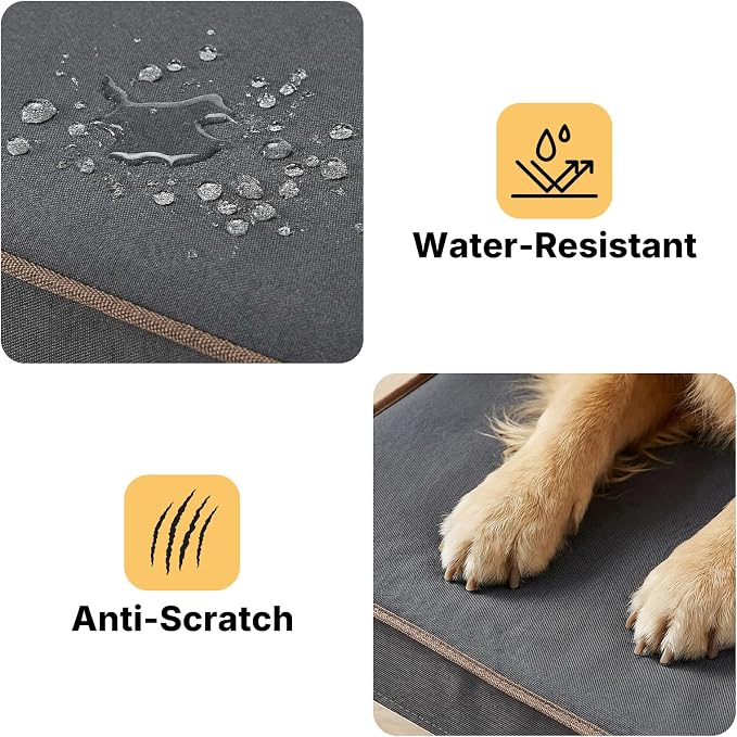 Veehoo Chew Proof Dog Bed, Orthopedic Elevated Dog Bed with Padded Cover | Washable Indestructible Raised Dog Cot for Indoor & Outdoor, Large Dog Bed with Non-Slip Feet, 41" x 27", Dark Grey