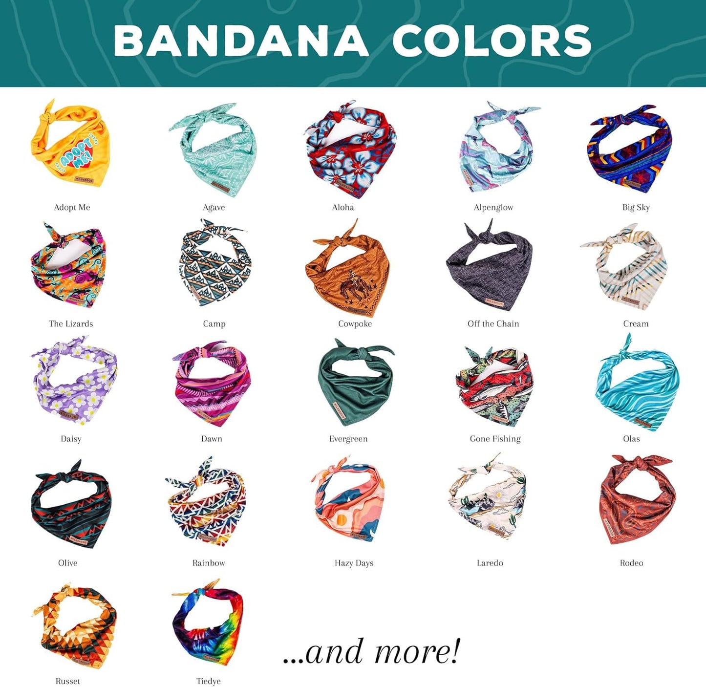 Wilderdog Dog Bandana with Lightweight Quick Drying Poly-Blend Mesh Material in The Lizards