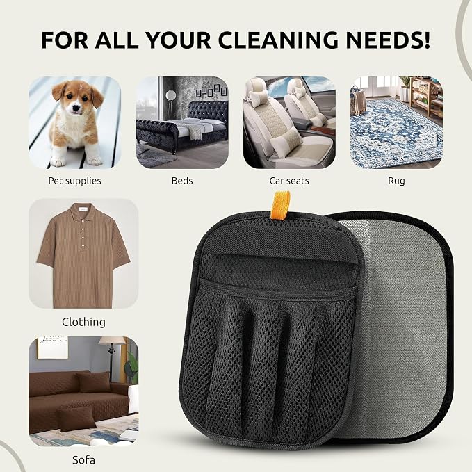 Pet Hair Removal Glove for Dogs & Cats – Reusable Electrostatic Hair Remover Mitt, Five-Finger Grooming & Cleaning Tool for Furniture, Clothes, Carpet, Couch & Car Interior