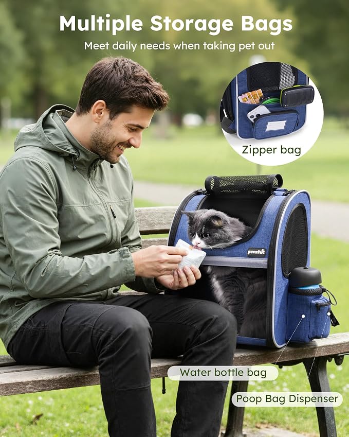 pecute Cat Backpack Visiable, Cat Carrier Expandable with Acrylic Window
