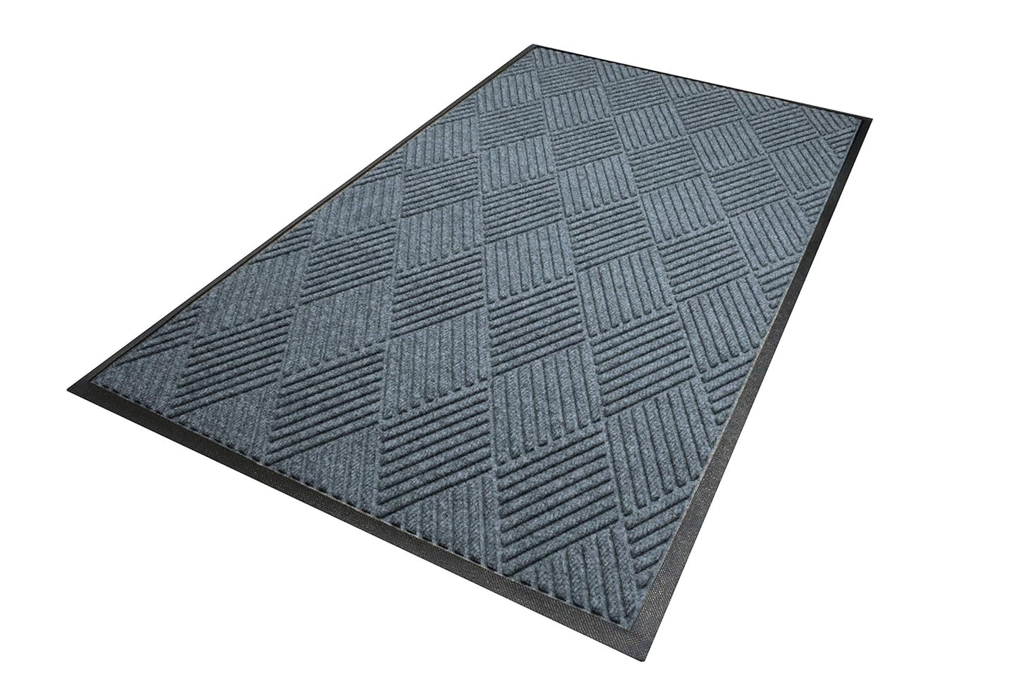 M+A Matting WaterHog Diamond | Commercial-Grade Entrance Mat with Rubber Border – Indoor/Outdoor, Quick Drying, Stain Resistant Door Mat (Bluestone, 6' x 6')