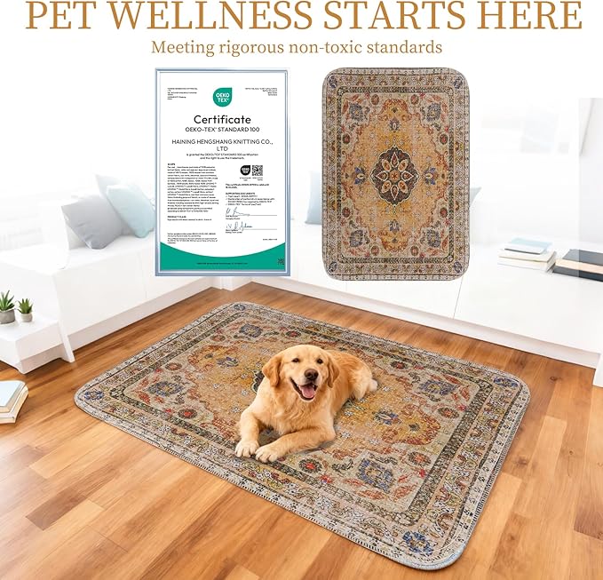 Homimp Washable Pee Pads for Dogs, 2 Pack Reusable Puppy Pads Waterproof, Absorbent and Leakproof Dog Pee Pads, Non Slip Puppy Training Pads, Pet Mat for Floor,Crate,Couch,Whelping,Khaki, 24"x36"