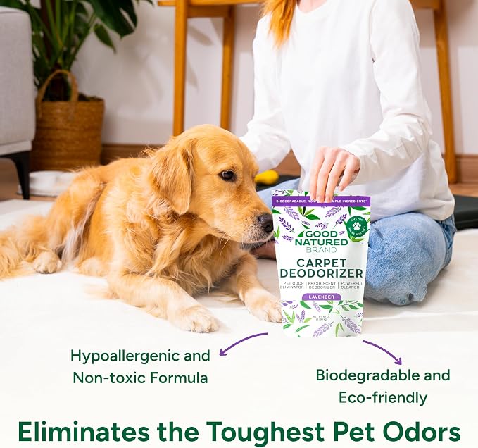 Good Natured Brand | Carpet Deodorizer & Freshener Powder | 60 oz Pet Odor Eliminator for Strong Odor & Pet Urine | Fresh Natural Lavender | Safe for Homes with Pets