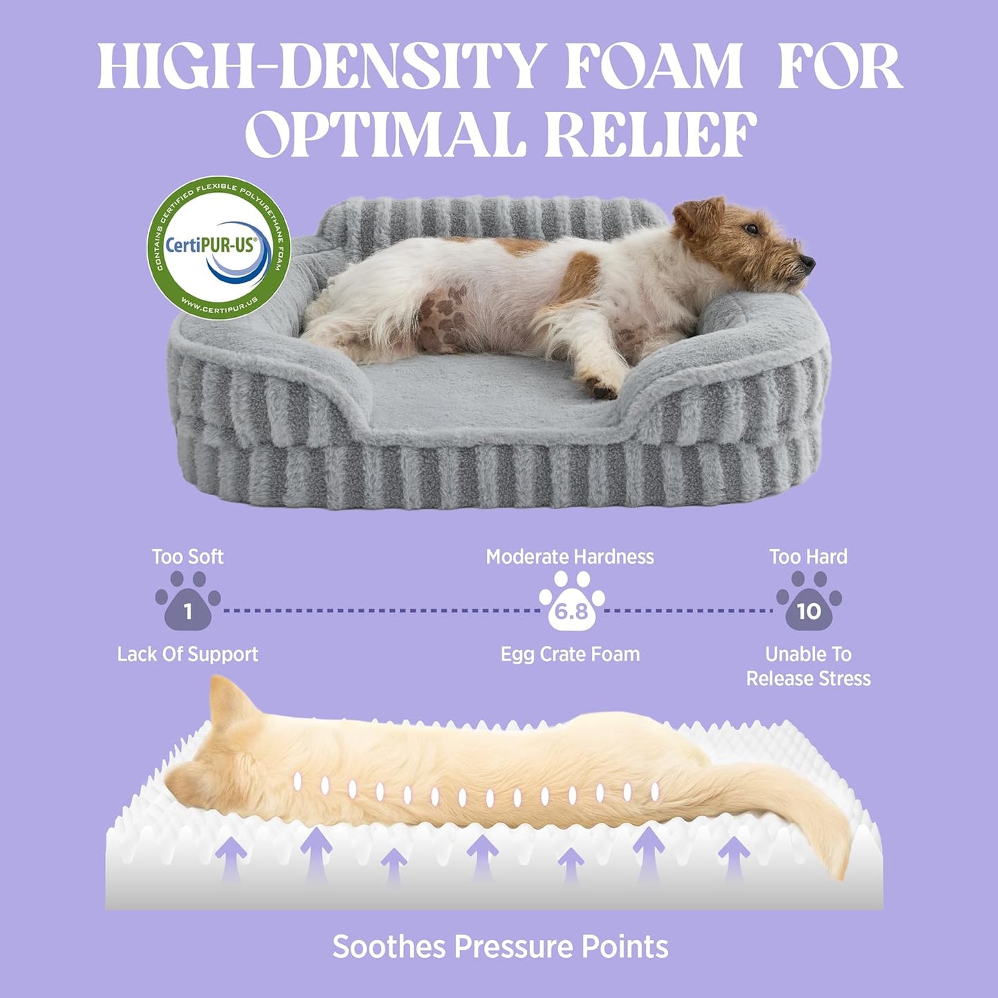LE SURE Cute Dog Beds for Extra Large Dogs, Orthopedic Waterproof XL Pet Bed with Sides, Non-Slip and Egg-Crate Foam Big Dog Couch Sofa with Washable Removable Cover, Grey