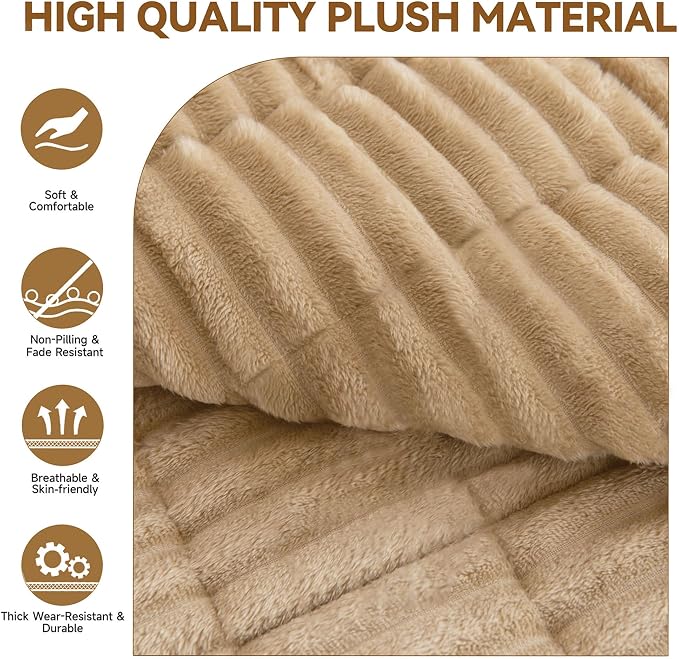 OTOB Couch Cover for Dogs Washable, Non Slip Plush Fuzzy Sofa Covers for 3 Cushion Couch Pet Friendly, Soft All Seasons Sofa Slipcover Cozy Furniture Protector (Coffee, 31.5" x 82.7")