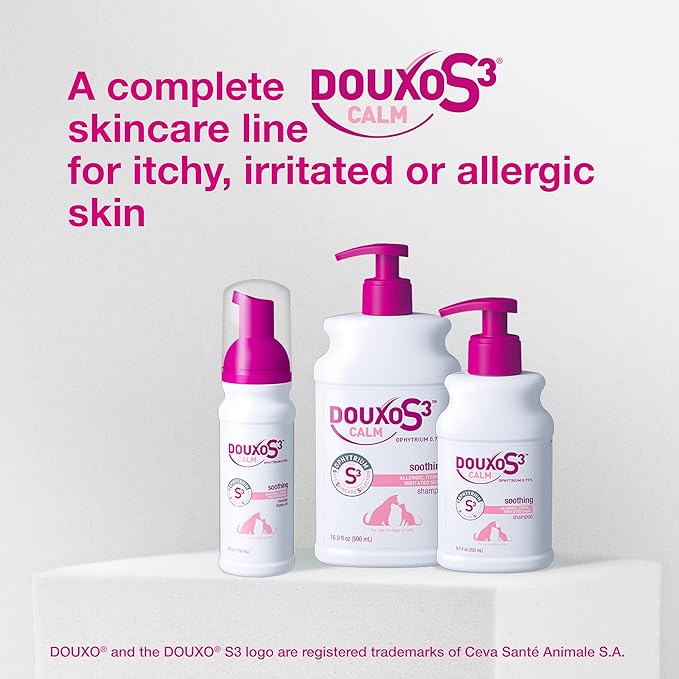 Douxo S3 Calm Mousse, Contains 0.75% Ophytrium, Soothing, For Itchy, Irritated or Allergic Skin, For Dogs and Cats, 5.1 fl. oz. (150mL)