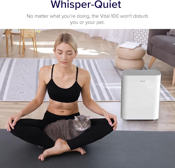 LEVOIT Air Purifier for Home Bedroom,Quiet Clean with Washable PreFilter for Dander,Smoke,Dust,Pollen,AHAM Verifide,Odor Eliminators, Medium Sized Rooms,Pet Hair Remover,Vital 100,White(Pack of 2)