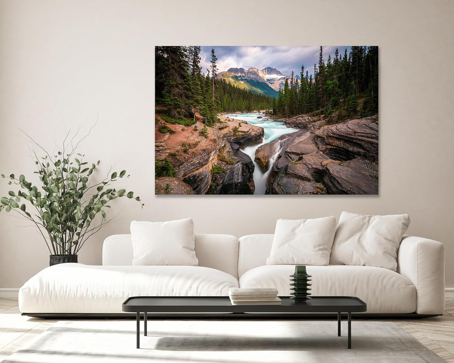 Nature Wall Art Prints - Ocean Forest Mountain Lake Canvas Landscapes - Small to Extra Large Living Room Bedroom Kitchen Bathroom Décor (Mountain River Waterfall, 24L" x 36W")