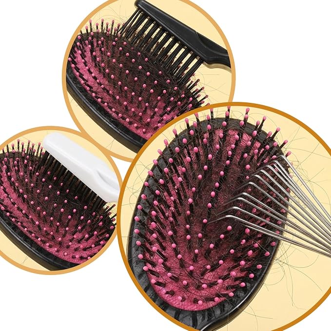 4 Pcs Hair Brush Cleaning Tool Mini Comb Cleaner Rake 2-in-1 Comb Cleaner Brush Metal Wires Hair Remover Tools Hairbrush Cleaning Hairs Remover Tool for Removing Dust Home and Salon Use